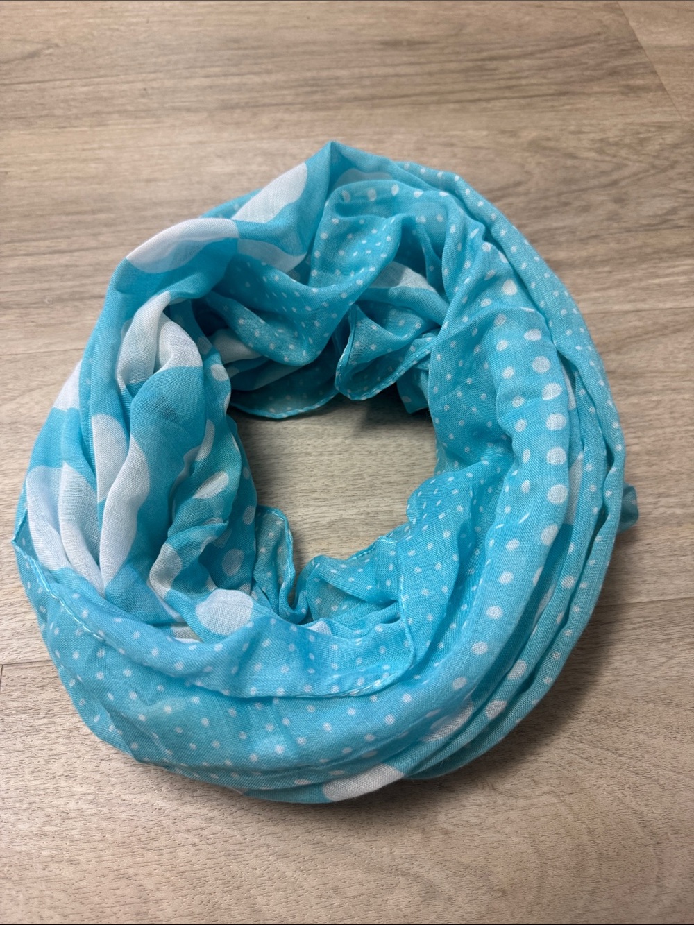 Light Aqua Polka Dot Infinity Scarf